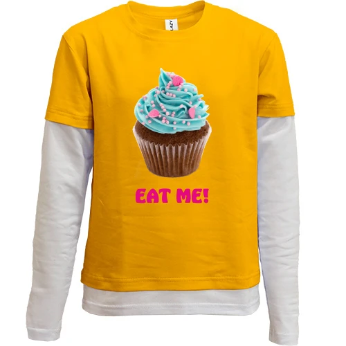 Комбинированный детский лонгслив, желтый, Eat me!