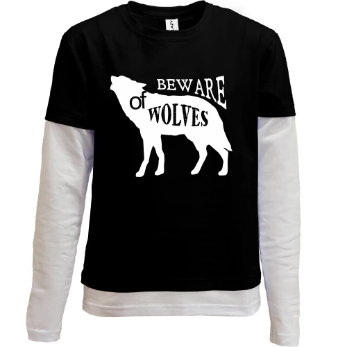 Комбинированный детский лонгслив beware of wolves