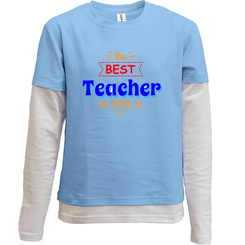 Комбинированный детский лонгслив, синий, the best teacher ever