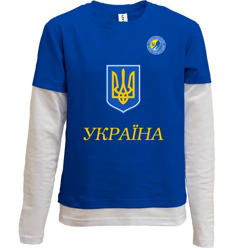 Комбинированный детский лонгслив, синий, Сборная Украины по хоккею