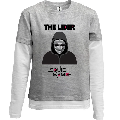 Комбінований дитячий лонгслів, Сірий, Squad Game - The Lider