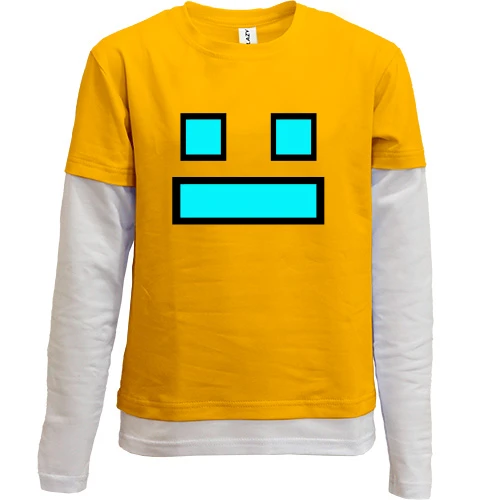 Комбинированный детский лонгслив, желтый, «Geometry Dash Smile»
