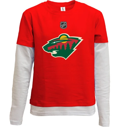 Комбинированный детский лонгслив, красный, Minnesota Wild