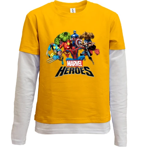 Комбинированный детский лонгслив, желтый, Marvel Heroes (2)
