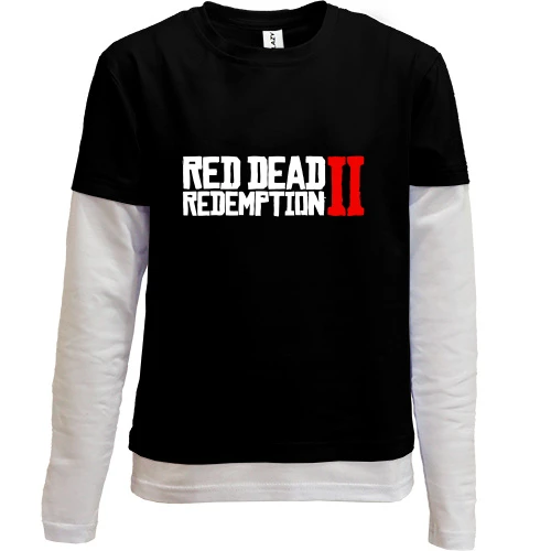 Комбинированный детский лонгслив, черный, Red Dead Redemption 2 (лого)