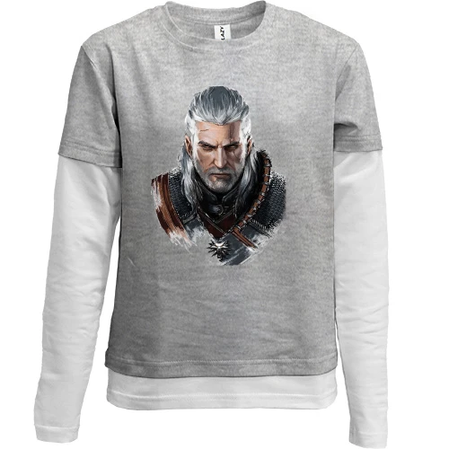 Комбинированный детский лонгслив, серый, The Witcher 3 - Геральт (2)