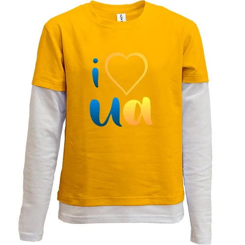 Комбинированный детский лонгслив, Синий, I love UA