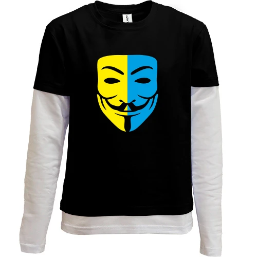 Комбинированный детский лонгслив, черный, Anonymous (Анонимус) UA