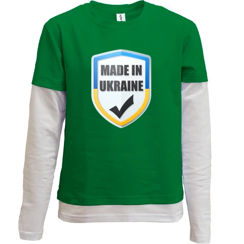 Комбінований дитячий лонгслів, Зелений, Made in Ukraine (UA)