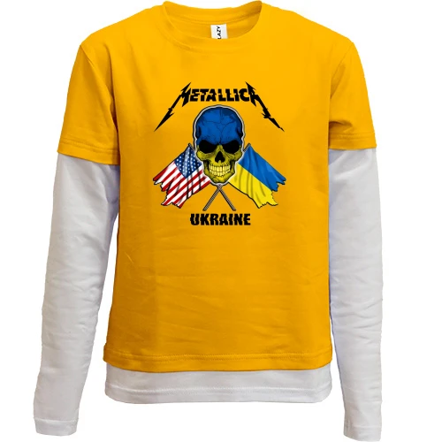 Комбінований дитячий лонгслів, жовтий, Metallica Ukraine