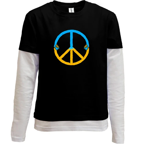 Комбинированный детский лонгслив, Черный, Peace Ukraine
