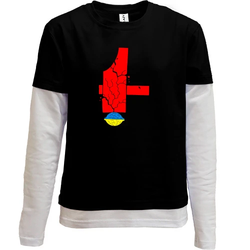 Комбинированный детский лонгслив, Черный, Украина - крепкий орешек