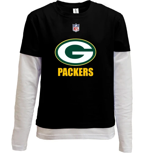 Комбінований дитячий лонгслів, Чорний, Green Bay Packers