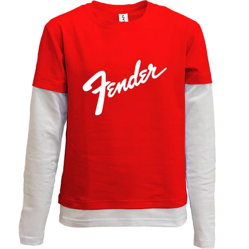 Комбинированный детский лонгслив, красный, Fender