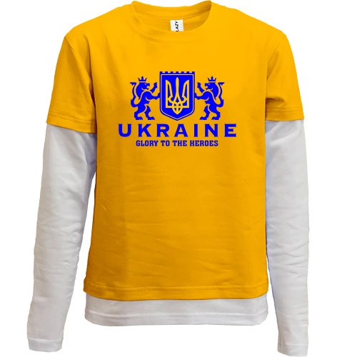 Комбинированный детский лонгслив, желтый, Ukraine - Glory to Heroes