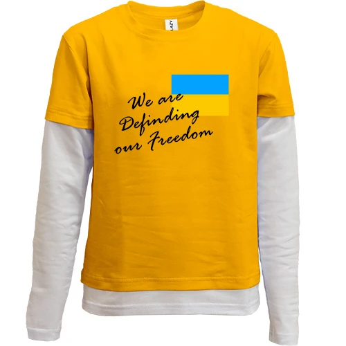 Комбинированный детский лонгслив, синий, We are definding of freedom