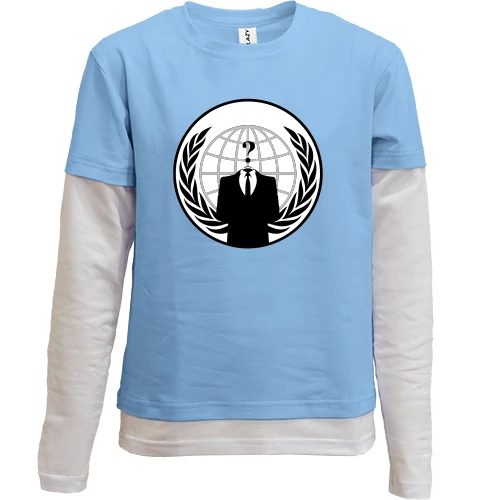 Комбинированный детский лонгслив, Синий, Anonymous World