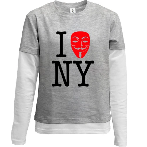 Комбінований дитячий лонгслів, Сірий, I Anonymous NY