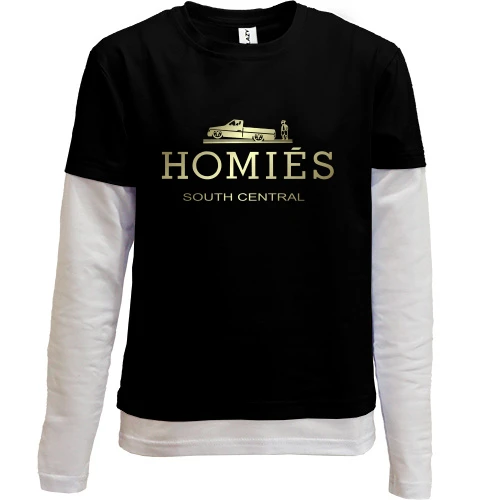 Комбинированный детский лонгслив, черный, Homies South Central