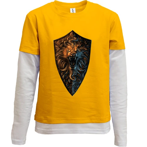 Комбинированный детский лонгслив, желтый, Dark Souls (щит)