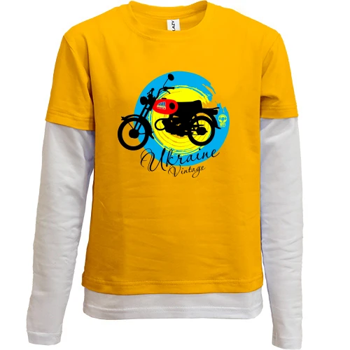 Комбинированный детский лонгслив Ukraine Vintage (мопед Карпаты)
