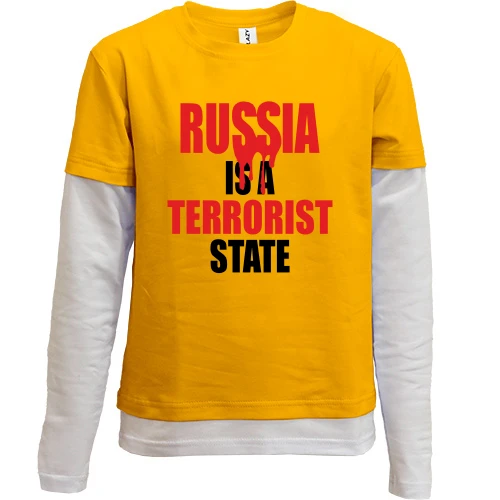 Комбинированный детский лонгслив, желтый, Russia is a Terrorist State