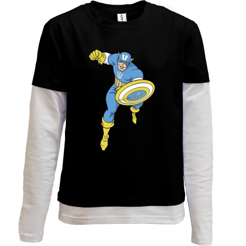Комбинированный детский лонгслив, черный, Captain Ukraine