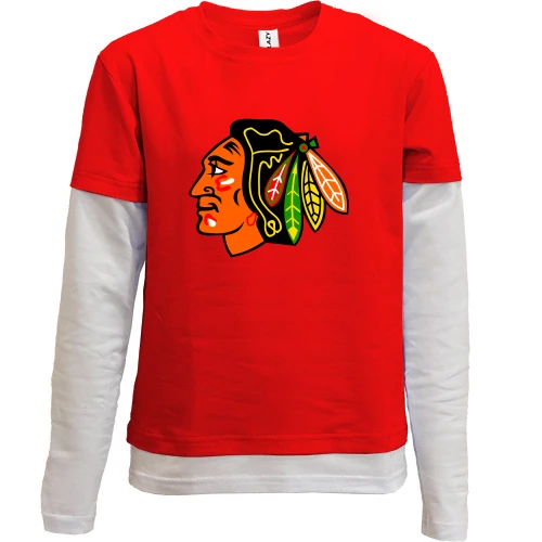 Комбинированный детский лонгслив с логотипом Chicago Blackhawks