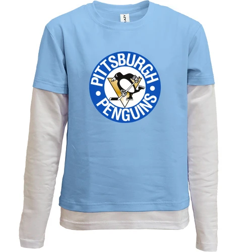 Комбинированный детский лонгслив Pittsburgh Penguins с эмблемой в синем круге