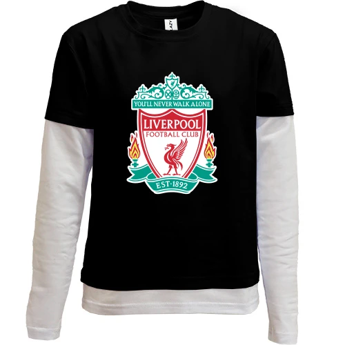 Комбинированный детский лонгслив, черный, с цветной эмблемой Liverpool