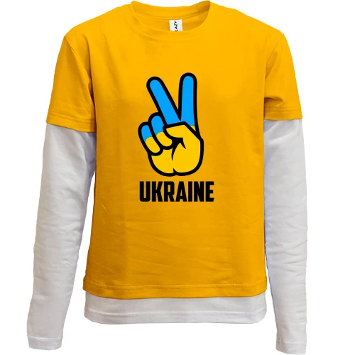 Комбинированный детский лонгслив, желтый, Ukraine peace