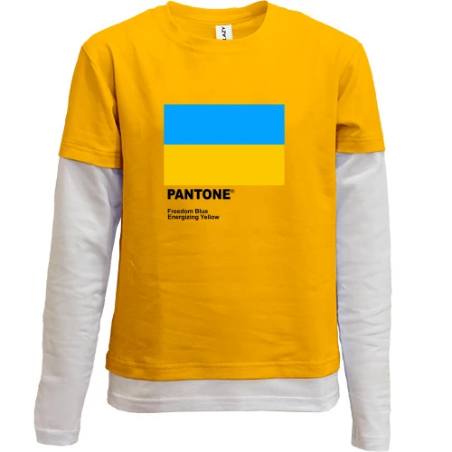 Комбинированный детский лонгслив, желтый, PANTONE Freedom blue, energizing yellow