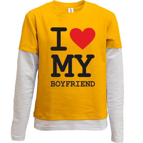 Комбинированный детский лонгслив, желтый, I love my boyfriend