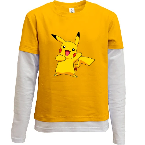 Комбинированный детский лонгслив, желтый, Pikachu