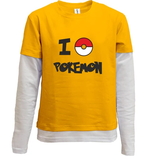 Комбинированный детский лонгслив, желтый, I love Pokemon
