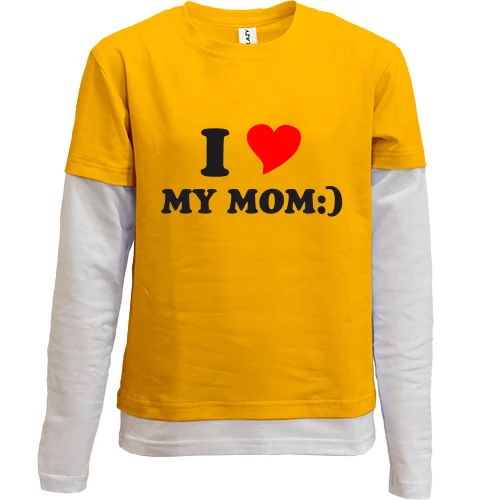 Комбинированный детский лонгслив, желтый, I love my mom
