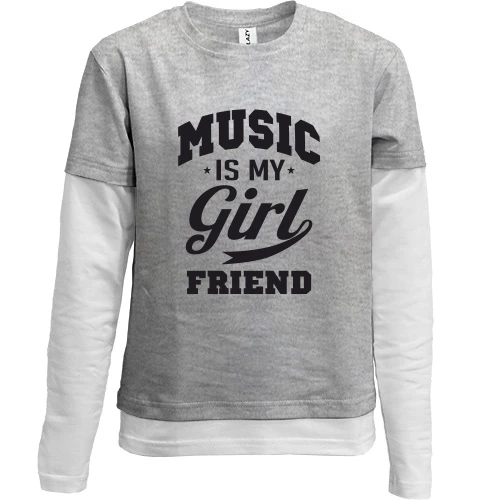 Комбинированный детский лонгслив Music is my girlfriend