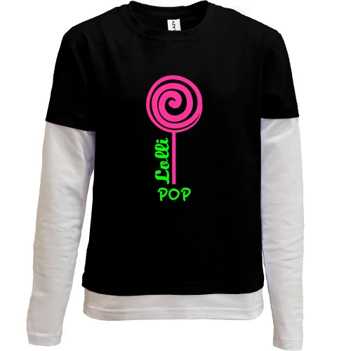 Комбинированный детский лонгслив, черный, lolli pop
