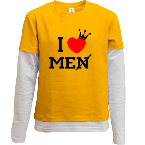 Комбинированный детский лонгслив, синий, I love me