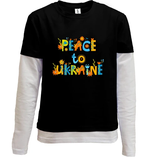 Комбинированный детский лонгслив, черный, Peace for Ukraine