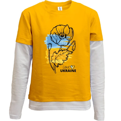 Комбинированный детский лонгслив, желтый, Love Ukraine (Цветок)