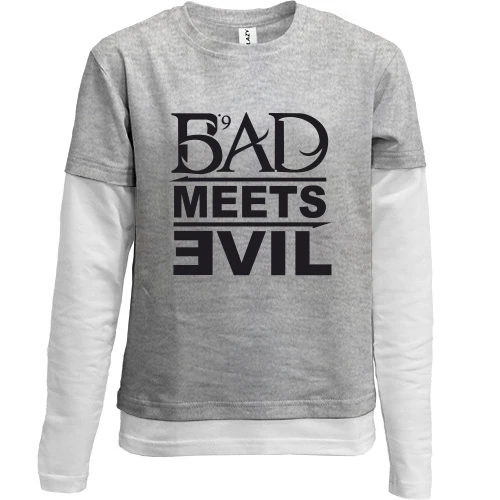 Комбінований дитячий лонгслів, Сірий, Bad Meets Evil