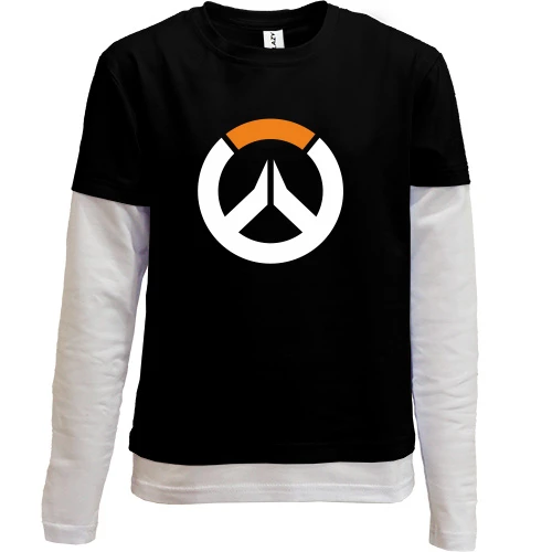 Комбинированный детский лонгслив, черный, Overwatch