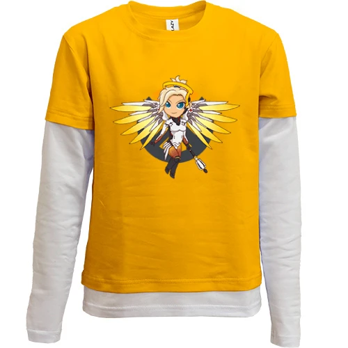 Комбинированный детский лонгслив, желтый, Overwatch Mercy
