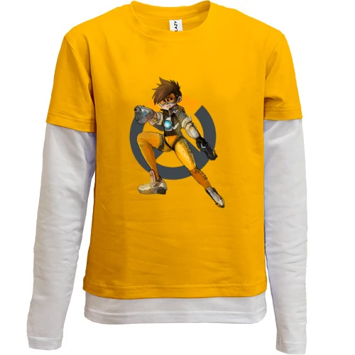 Комбинированный детский лонгслив, желтый, Overwatch Tracer