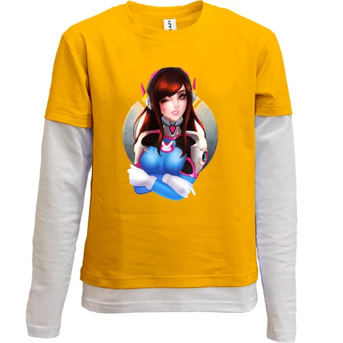 Комбинированный детский лонгслив, желтый, Overwatch d.va