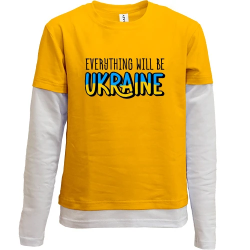 Комбинированный детский лонгслив, желтый, Everything Will Be Ukraine