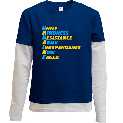Комбинированный детский лонгслив, синий, Unity Kindness Resistance