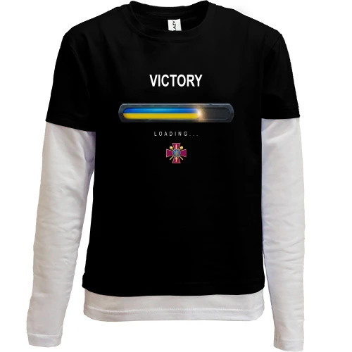 Комбинированный детский лонгслив, Черный, Victory Loading