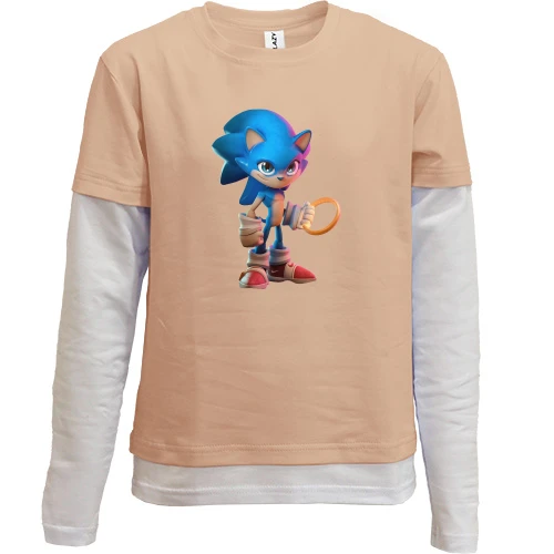 Комбинированный детский лонгслив, желтый, Sonic - Just Do It